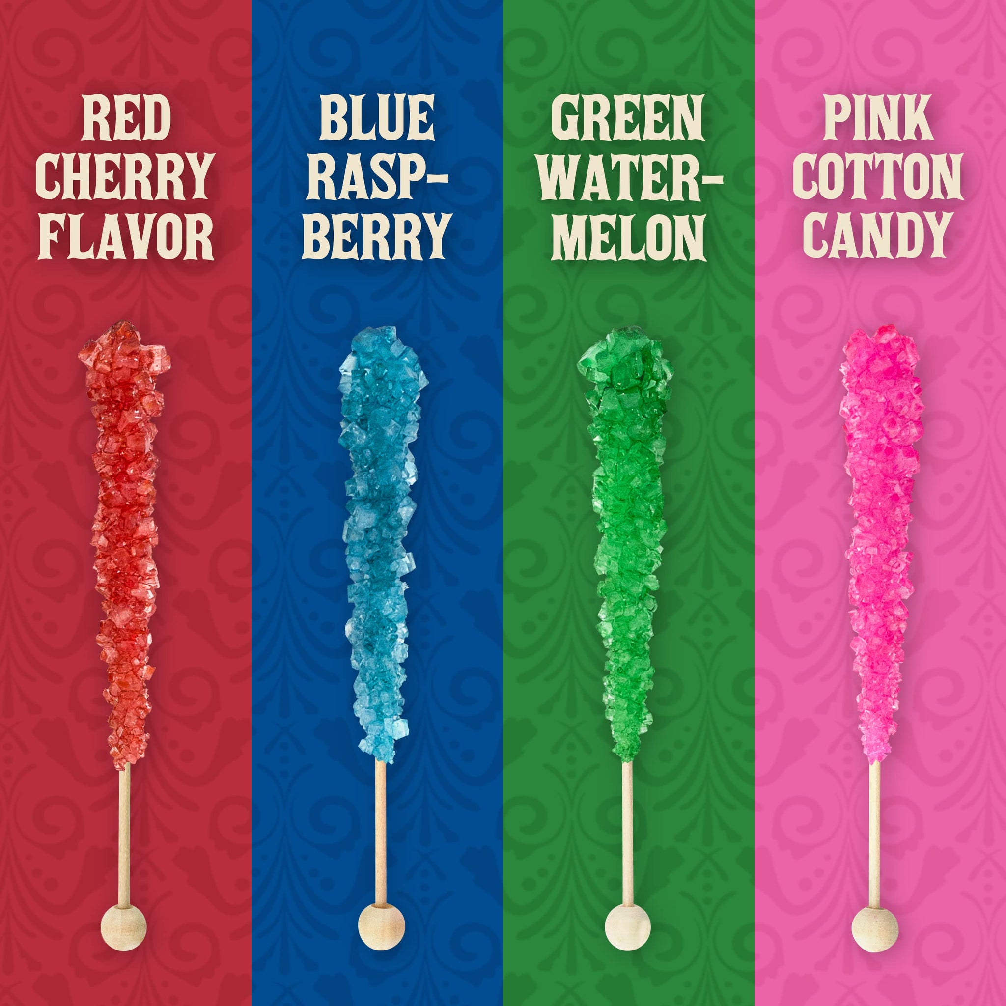 Boone's Mill | XL Rock Crystal Candy Sticks | Assorted Flavors | 36 Count