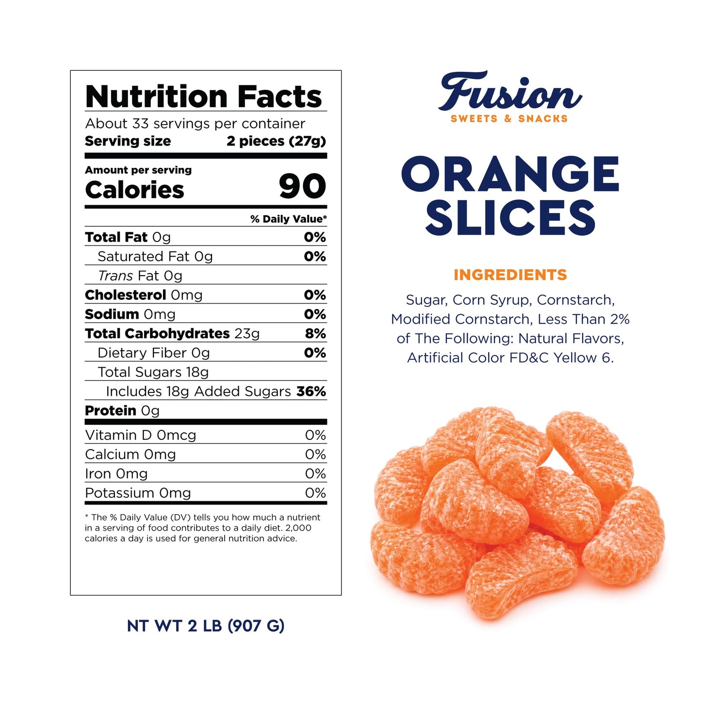 Orange Slices Candy - 2 Pound Bulk Bag - Approx 70 Count | Orange Jelly Candy, Nostalgic Fruit Slices | Office Bowls, Buffets, Snacking & More