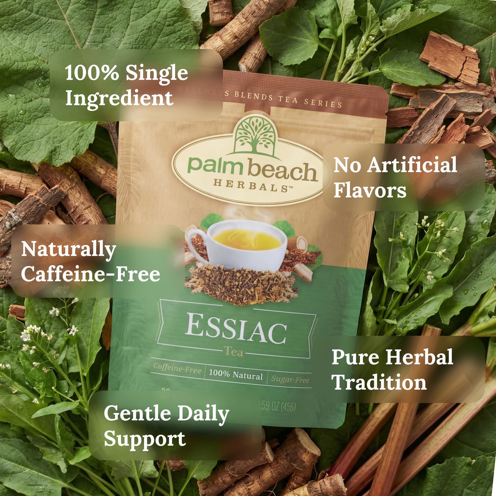 Palm Beach Medicinal Herbs Essiac Tea - Genuine Essiac Herbal Blend for Immune, Detox and Wellness Support - Caffeine Free - Sugar Free - 30 Tea Bags