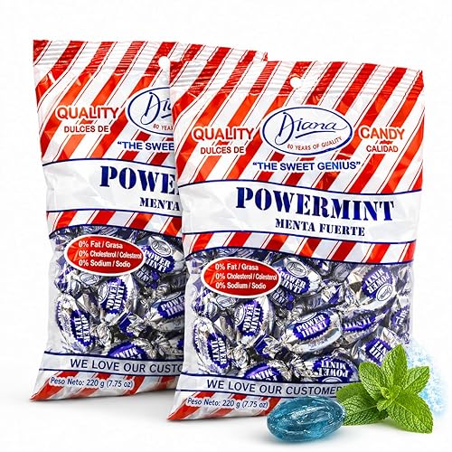 Diana Power Mint - Powerful Breath Mints Individually Wrapped - 220g Hard Candy Pouch (Pack of 2)