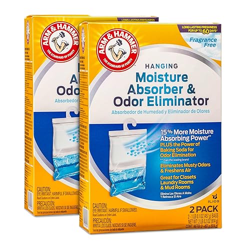 Arm & Hammer Moisture Absorber & Odor Eliminator - Fragrance Free Hanging Moisture Absorber Bag for Fresher Air, Humidity Absorber Bags for Closets