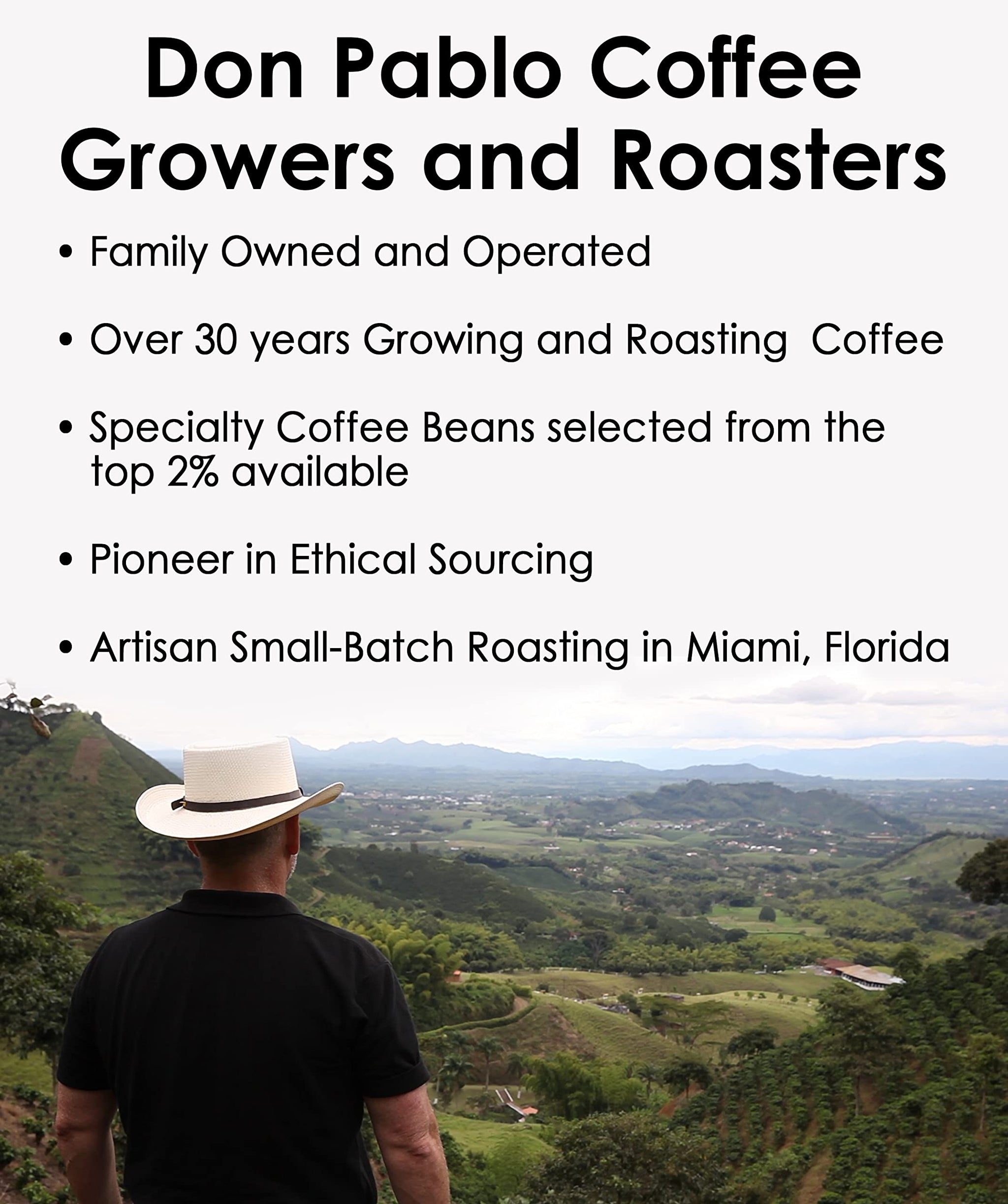 Don Pablo Colombian Decaf - Swiss Water Process Decaffeinated - Light Roast Gourmet Coffee - 100% Arabica Whole Bean, Non-GMO, Low Acidity, 907g (2LB)