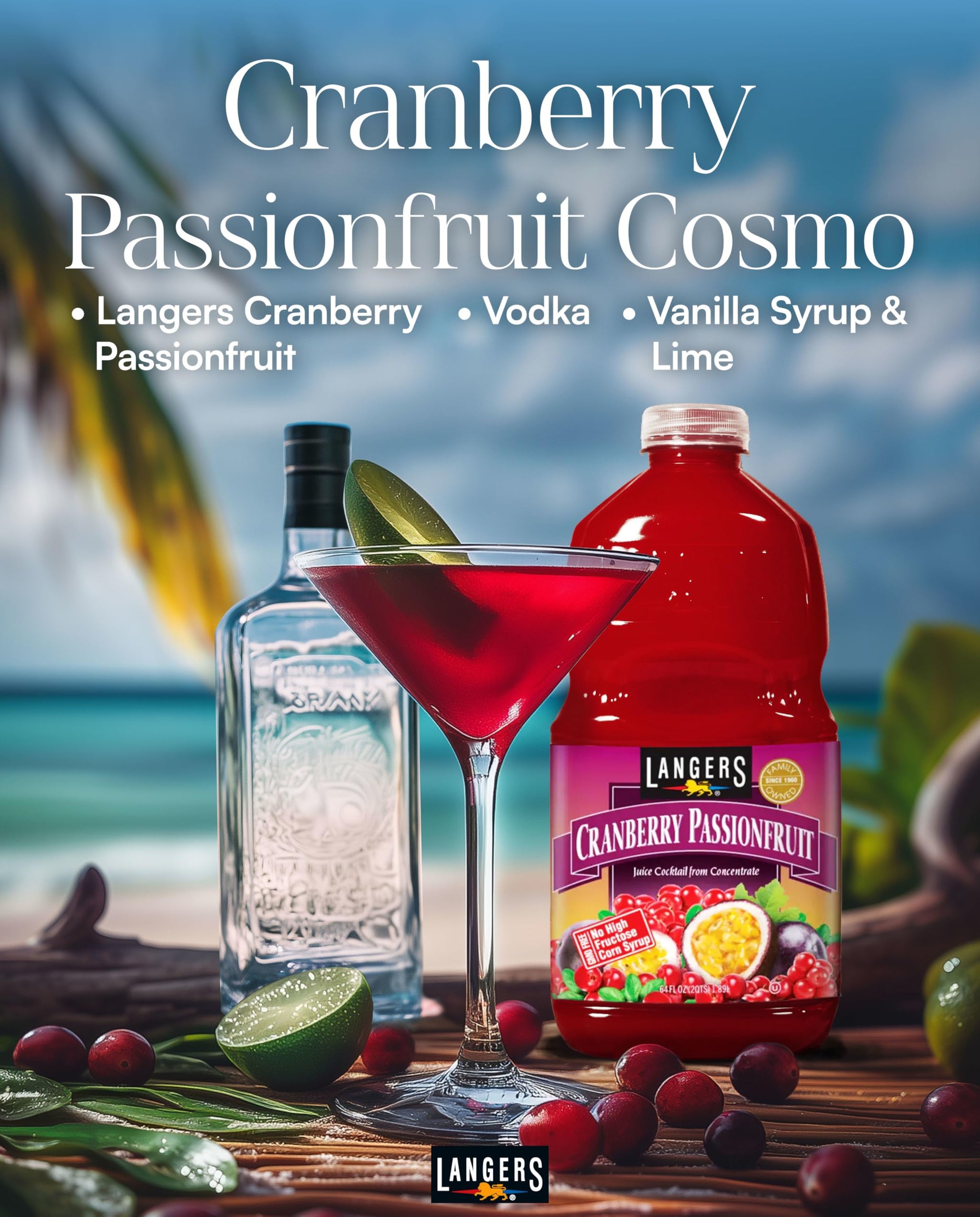 Langers Juice Variety Pack, Cranberry Passionfruit, Mango Passionfruit, Pineapple Passionfruit, 64 fl oz (Pack of 3)