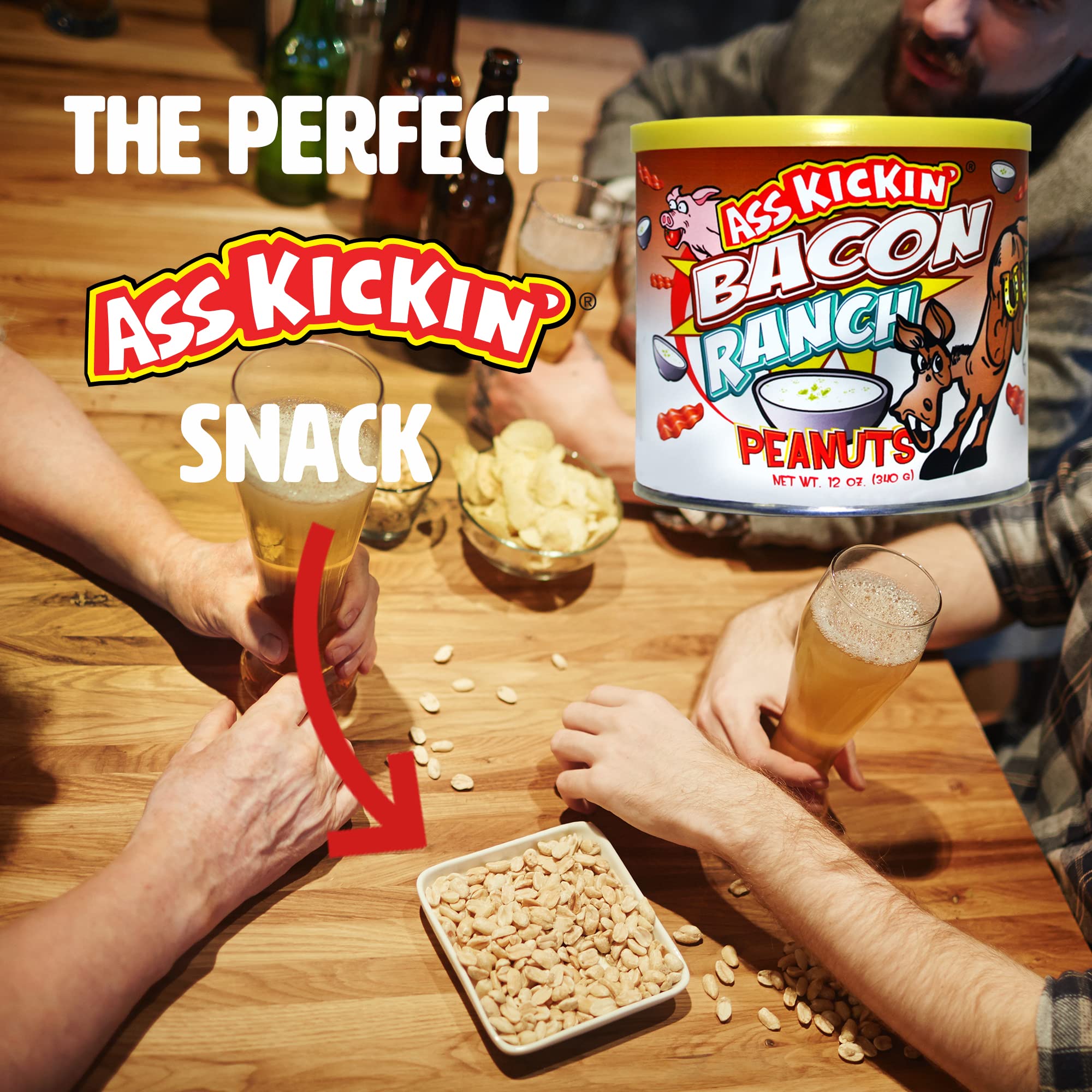 ASS KICKIN’ Bacon Ranch Peanuts - 12oz - Ultimate Gourmet Gift Peanuts - Try if you dare!