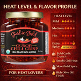 Garlic Gold Organic Extra Spicy Crunchy Chili Crisp | Olive Oil Infused with Garlic & Chili | USDA Organic, Gluten-Free, Keto-Friendly (6.4 oz)