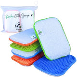 Certain Leaf Kitchen Dish Sponge Set, Dual Sided with Rayon derived from Bamboo and Mesh, Non Scratch Kitchen Cleaning Sponge Extra Absorbent Dish