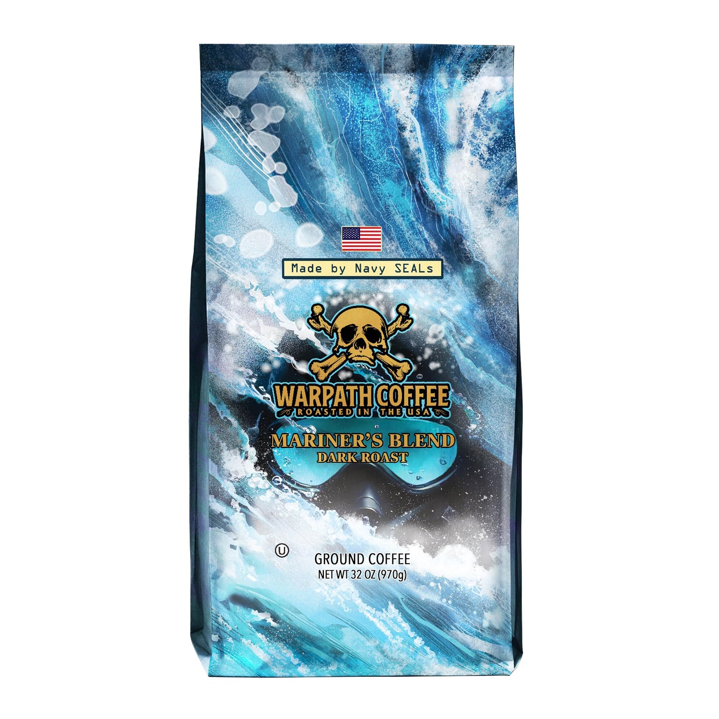Warpath Coffee Ground Coffee Dark Roast, Mariner's Blend, High Caffeine, Extra Strong Roasted 100% Arabica Coffee Ground Beans, Rich Aroma
