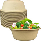 Leak-Proof, Compostable 11.5 oz Bowls 100 Pack. Sturdy, Plant-Based, Microwave Safe Sugarcane Containers for Soups, Salads, Desserts. BPA-Free