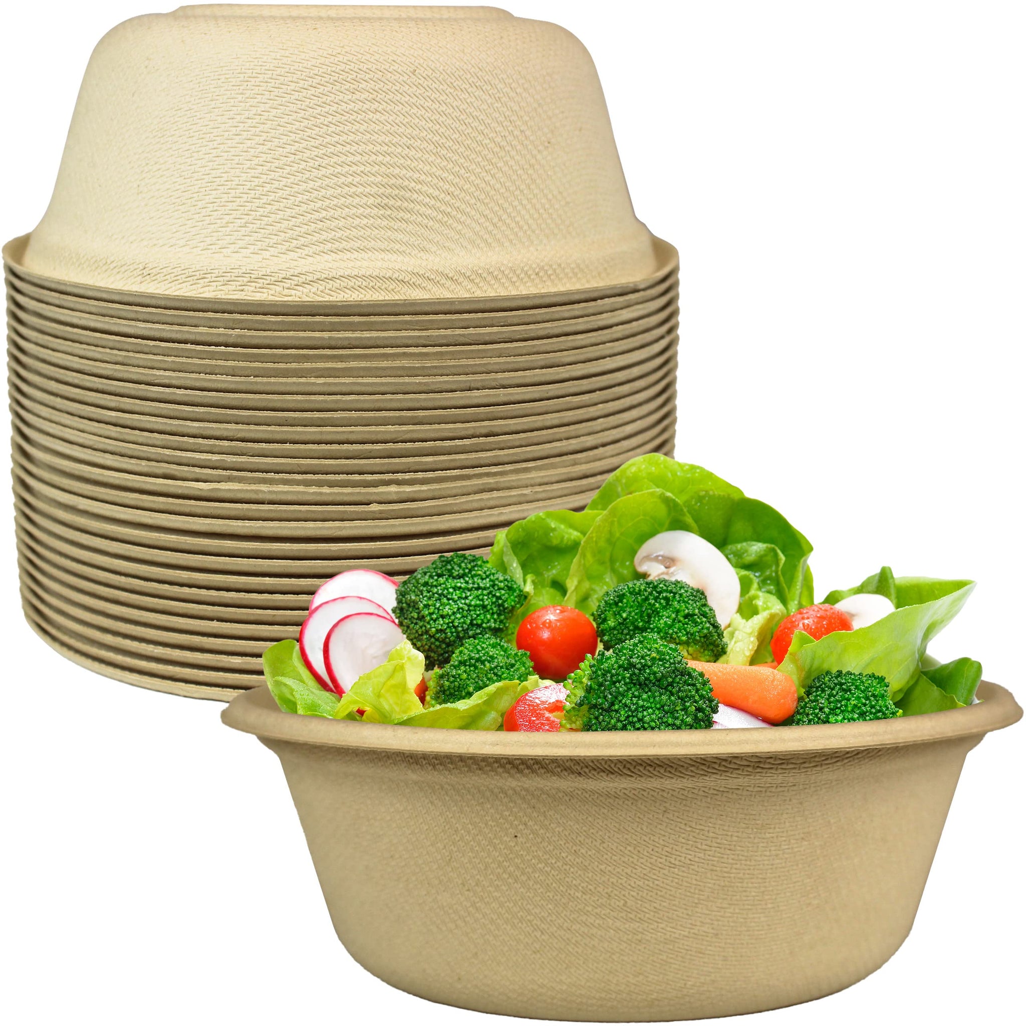Leak-Proof, Compostable 11.5 oz Bowls 100 Pack. Sturdy, Plant-Based, Microwave Safe Sugarcane Containers for Soups, Salads, Desserts. BPA-Free