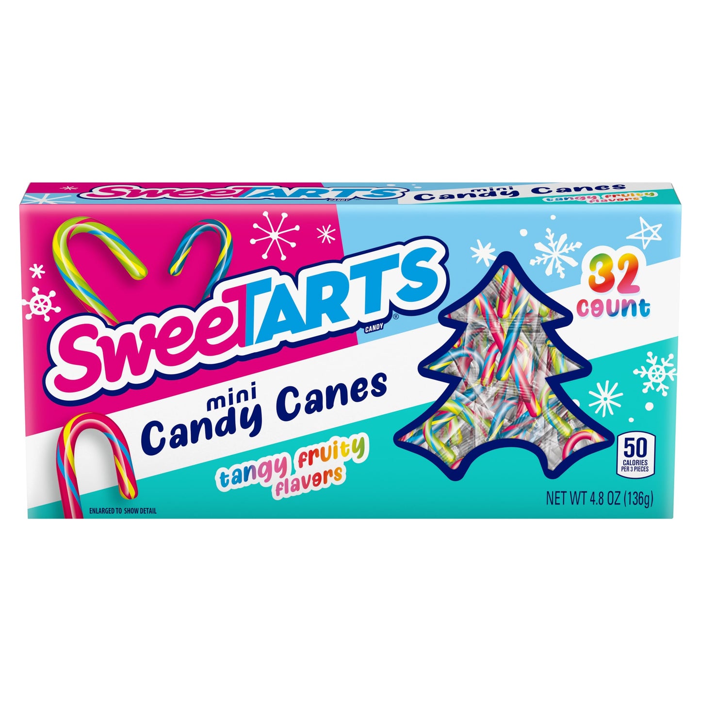 SweeTarts Mini Holiday Candy Canes, Christmas Candy, Stocking Stuffers for Kids, 4.8 oz Box