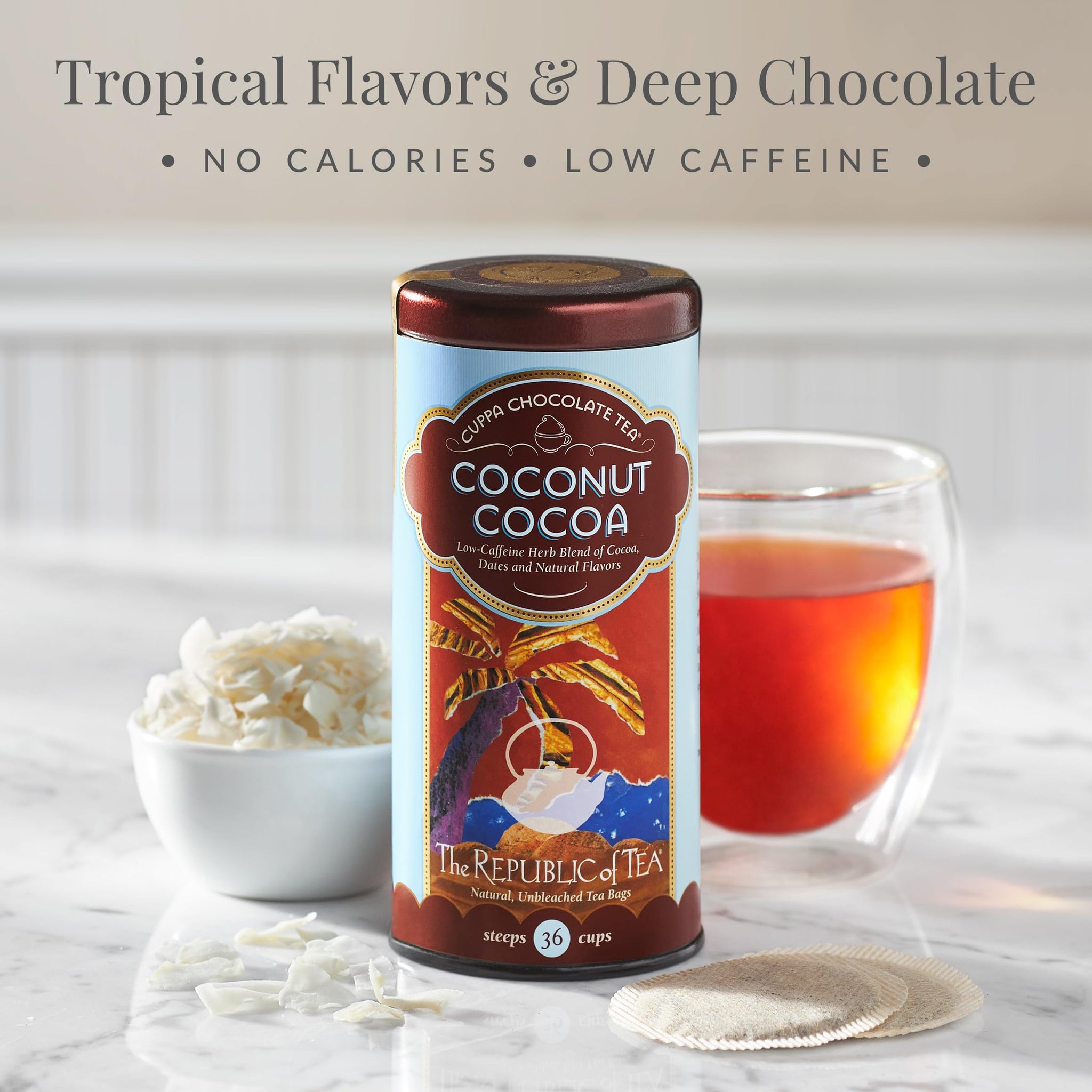 The Republic of Tea - Coconut Cocoa Cuppa Chocolate Tea Bags, Low-Caffeine, 36 Servings