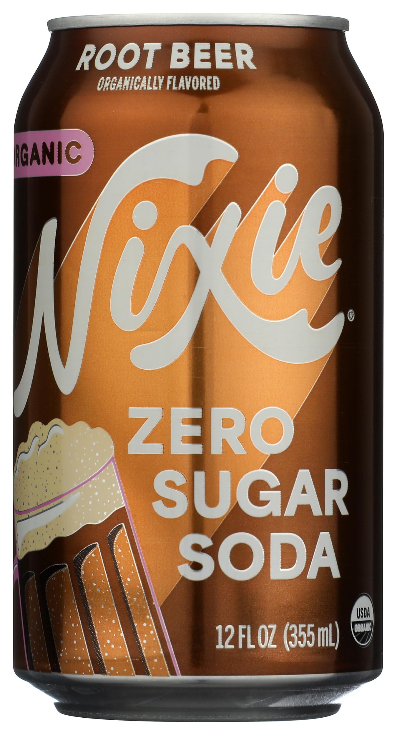 Nixie Organic Zero Sugar Soda, Root Beer, 0 Sugar, 0 Calories, Healthy Soda Pop, Non-GMO, Caffeine Free, 12oz Can (1 Count)