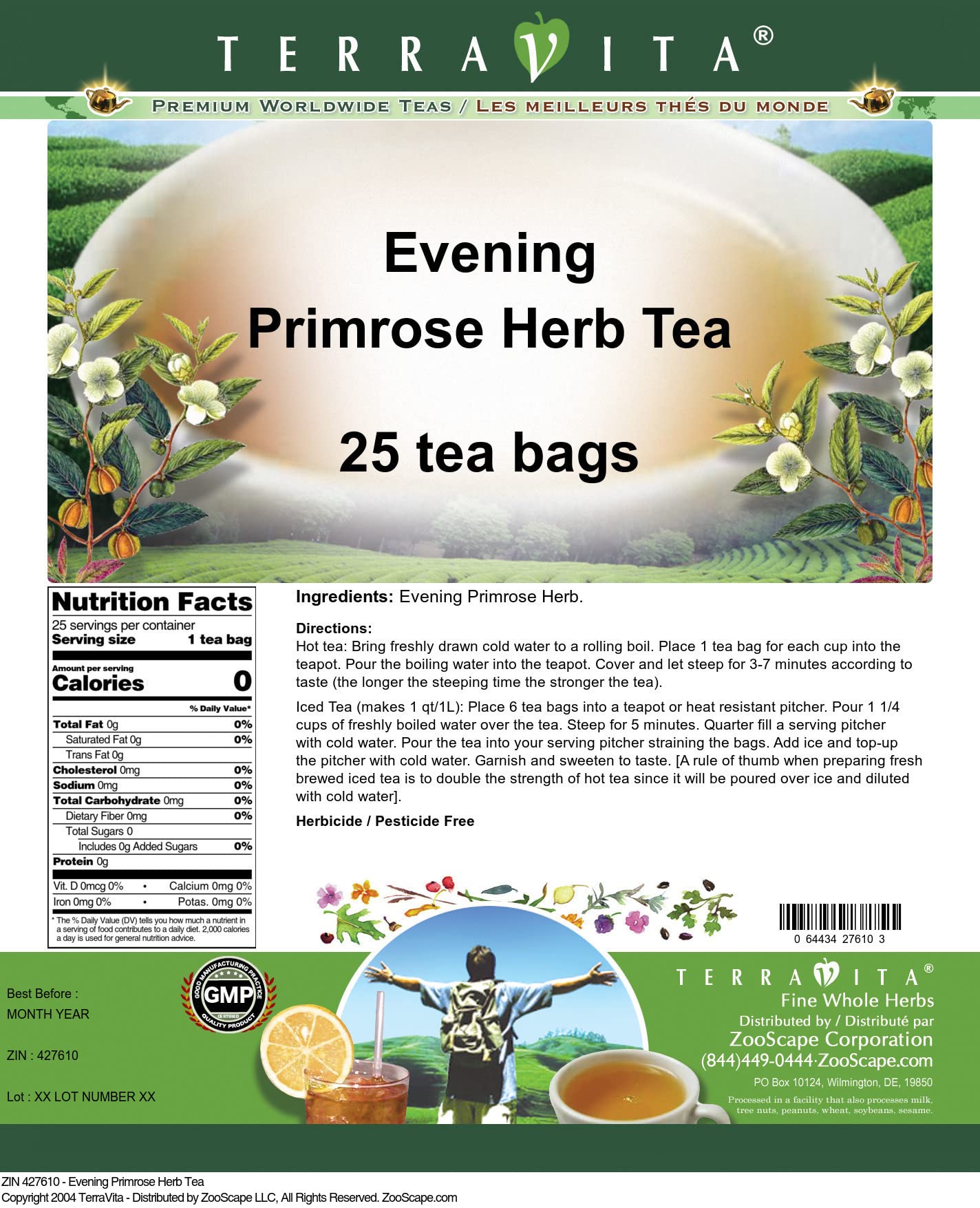 Evening Primrose Herb Tea (25 tea bags, ZIN: 427610)