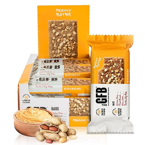 The GFB Peanut Butter Protein Bars - Gluten Free, Plant Based, Non GMO, Sustainably Made - Ridiculously Tasty, Healthy, Vegan, Nutrition Snack Protein