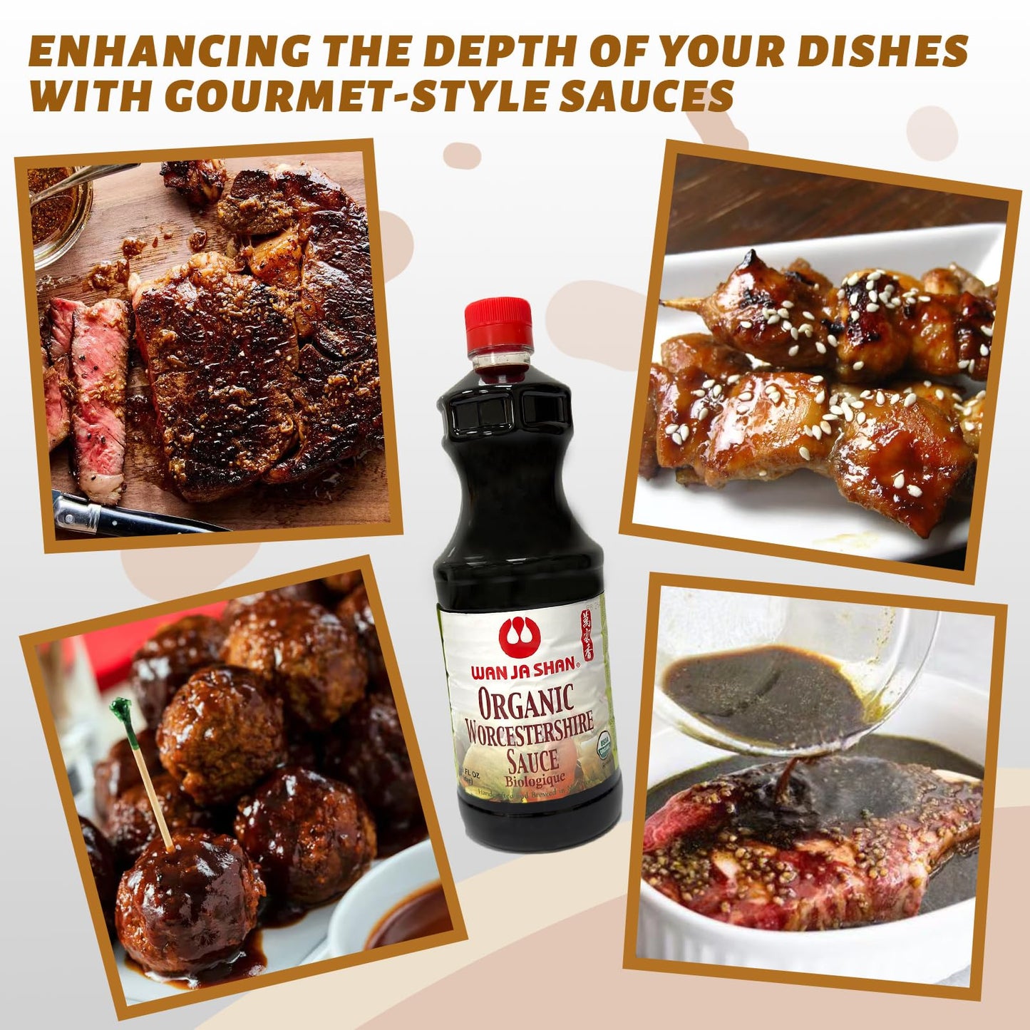 Wan Ja Shan Organic Worcestershire Sauce 33.8oz. USDA Organic, Umami-Rich Flavor | Marinade, Glaze, Dressing & Dipping Sauce | Gluten Free Non GMO