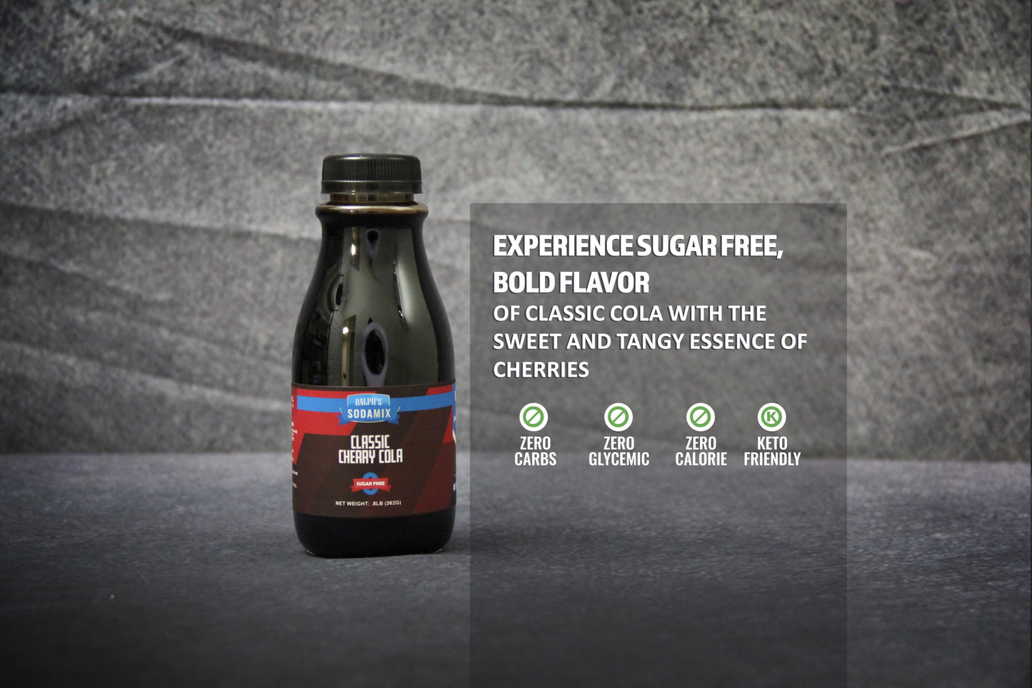 Ralph's 4 Sugar Free Sparkling Water Soda Maker Flavors Pack | Classic, Vanilla, Orange Vanilla and Cherry Cola | Four 12oz Bottles | Sodamix