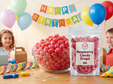 2 lbs Raspberry Candy Drops - Classic Old Fashioned Sugar-Dusted & Sanded Bulk Sweet Treats for Parties, Gifts & Snacking