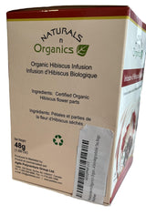 Naturals-n-Organics Organic Hibiscus Flower Tea, Caffeine Free, 24 bio-degradable Tea Bags