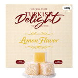 Lemon Flavored Turkish Delight 450g (~1lb) - Coconut Covered Lokum - Soft & Chewy Citrus Candy - Traditional Turkish Sweets - Vegan, No Additives