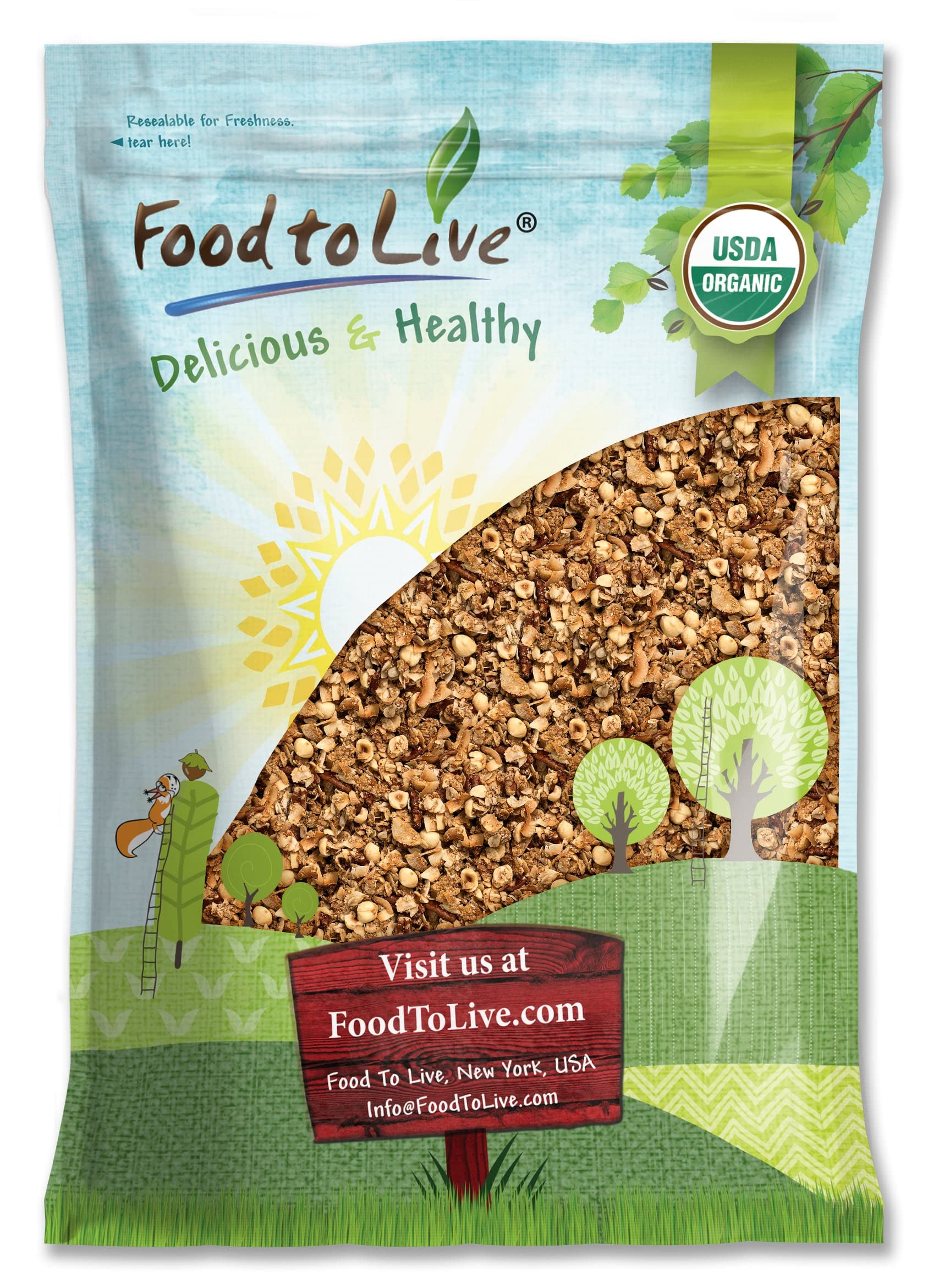 Food to Live Organic Golden Crunchy Granola, 6 Pounds - Small Batch, Handcrafted, Bulk, Great as Snack & for Breakfast Cereals, Contains Hazelnuts