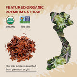 52USA Organic Star Anise, 16 Ounce (Pack of 1), NON-GMO Verified Chinese Star Anise Whole, Dried Star Anise Pods for Tea and baking