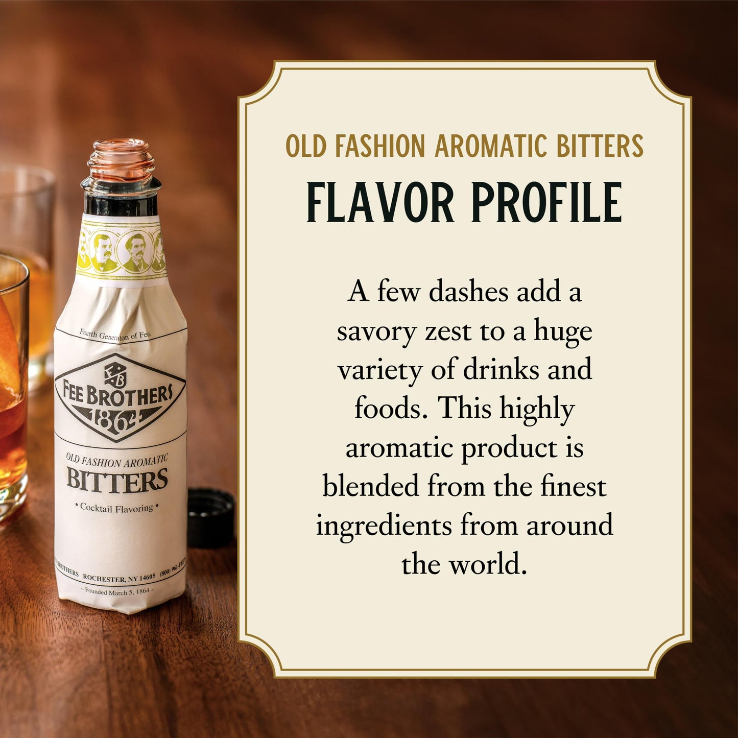 Fee Brothers Old Fashion Cocktail Bitters - Aromatic Cocktail Mixer & Concentrated Flavoring, Gluten Free, Vegan-Friendly, 5 fl oz