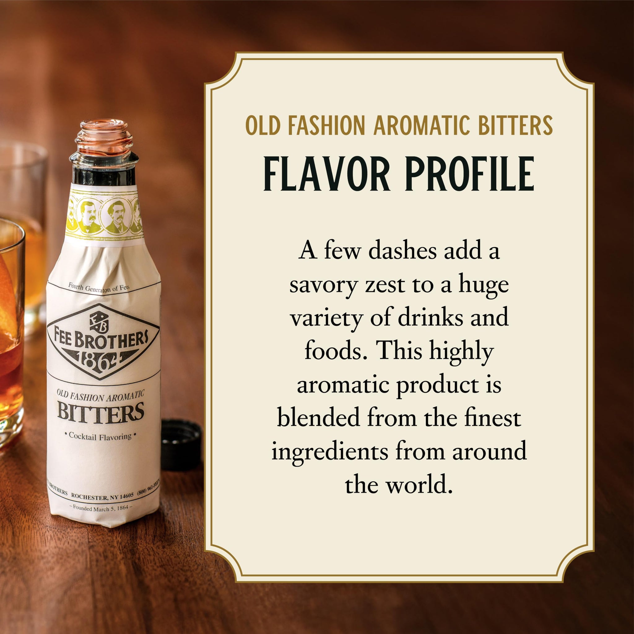Fee Brothers Old Fashion Cocktail Bitters - Aromatic Cocktail Mixer & Concentrated Flavoring, Gluten Free, Vegan-Friendly, 5 fl oz