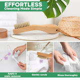 Atzi Hats Laundry Brush Stain Remover Scrubber with Soft White Boar Bristles for Delicate Baby Clothes, Compact Design, Pre-Treat Clothing, Shoes