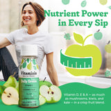 Vitaminis Daily Greens Drink - Apple Pear Juice with Vitamins C, D, A, E & Folate - No Added Sugar - Non-GMO - Gluten-Free - Shelf-Stable Mini Bottles
