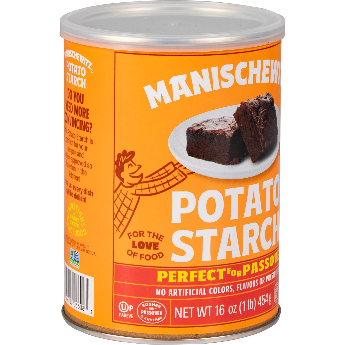 Manischewitz Pure Potato Starch, 16oz (1LB Resealable Container) Gluten Free, Non GMO, Kosher (Including Passover)