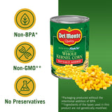 Del Monte Fresh Cut Golden Sweet Whole Kernel Corn No Salt Added, 15.25 oz. Can, Canned Vegetables