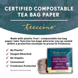 Teeccino Dandelion Herbal Tea - Dandelion Dark Roast Tea - 10 Tea Bags, Caffeine-Free, Roasted Herbal Tea with Prebiotics, 3x More Herbs than Regular