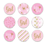 Andaz Press Chocolate Drop Labels Trio, Fits Kisses, Ultimate Girl Baby Shower Collection, Pink and Gold Glitter, 216-Pack