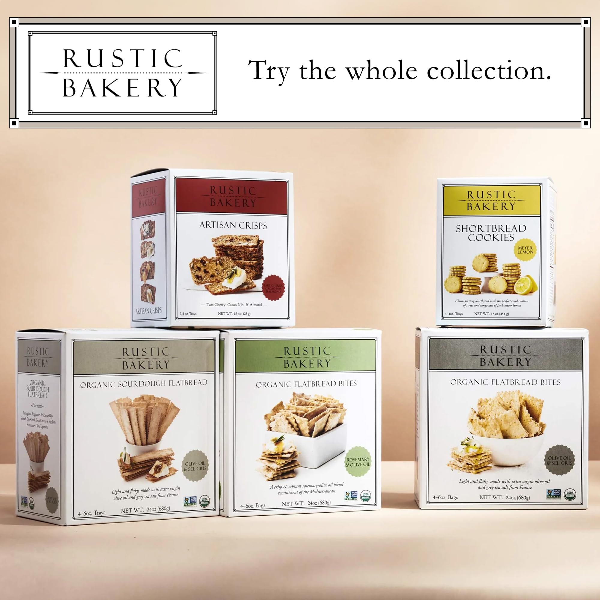 Rustic Bakery Artisan Crisps - Tart Cherry, Cacao Nib, & Almond - Artisan Crackers for Cheese Platter or Snacking - Slightly Sweet Cracker for Cheese