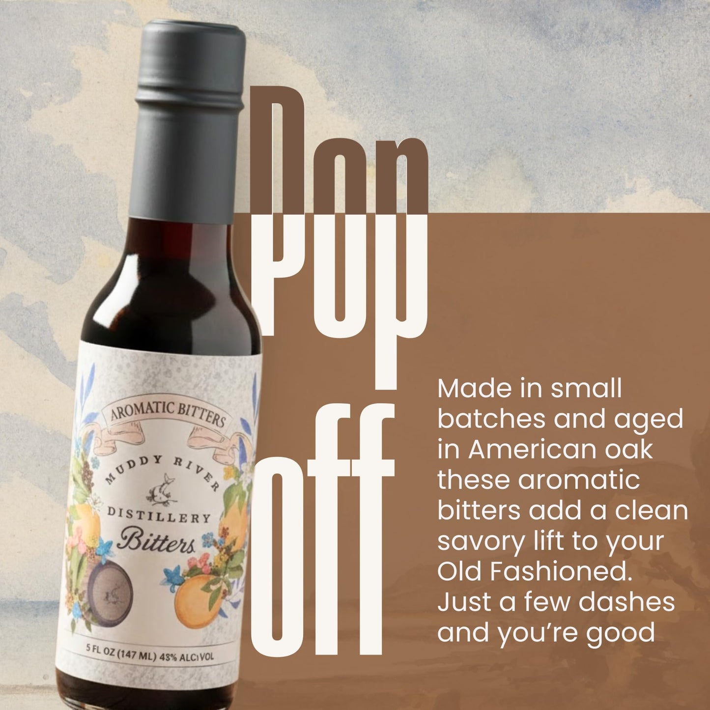 Muddy River Distillery Aromatic Bitters (5 oz) | Aromatic Bitters for Old Fashioned & Manhattan Cocktails | Cocktail Essentials | American Made |