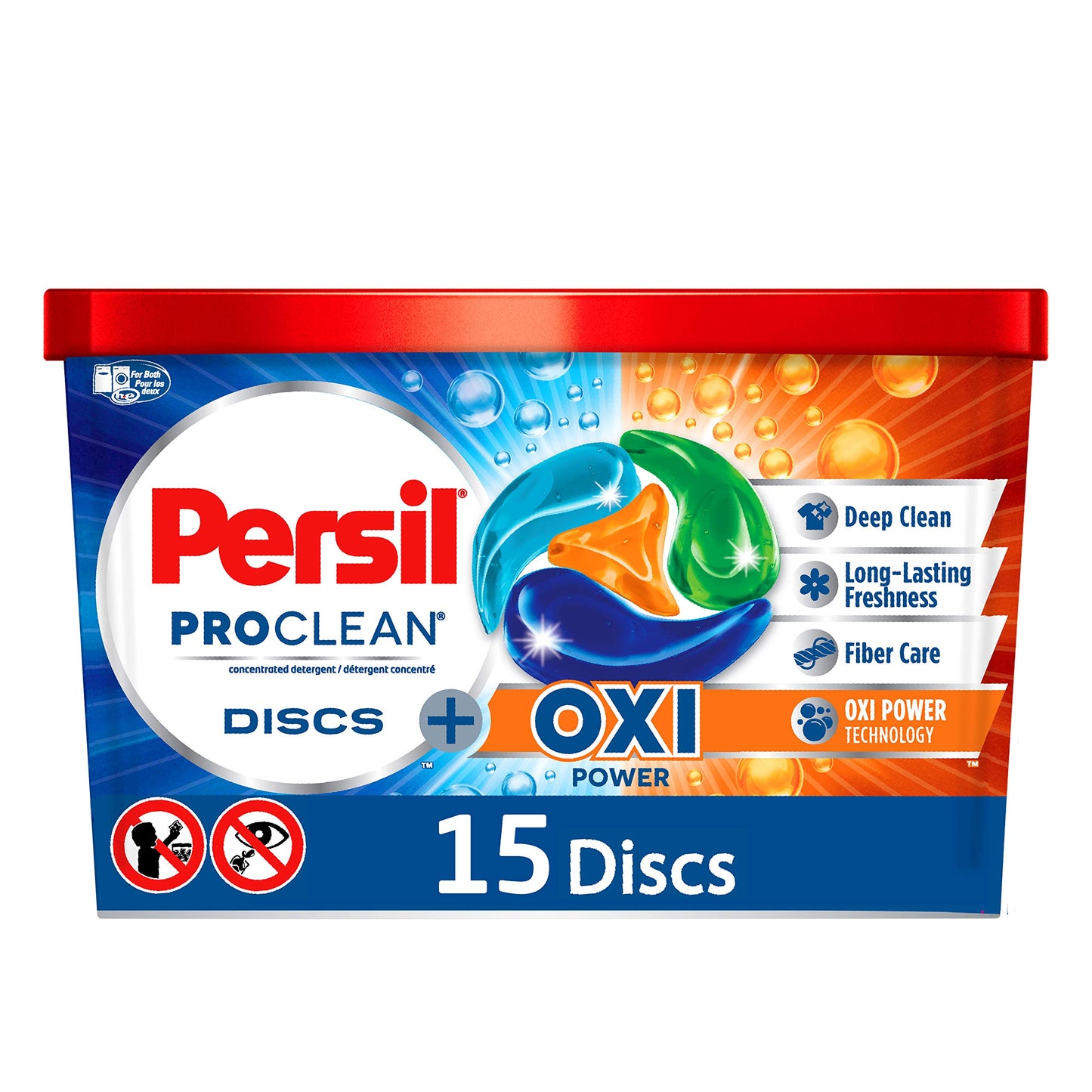 Persil ProClean Discs Laundry Detergent Pacs, Oxi, High Efficiency (HE) Compatible, Laundry Soap, 15 Count