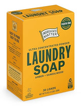 Ingredients Matter Powder Laundry Soap - Amber + Sandalwood Scent, Hypoallergenic Detergent, Natural & Eco-Friendly, Plastic Free, Natural Essential