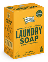 Ingredients Matter Powder Laundry Soap - Amber + Sandalwood Scent, Hypoallergenic Detergent, Natural & Eco-Friendly, Plastic Free, Natural Essential