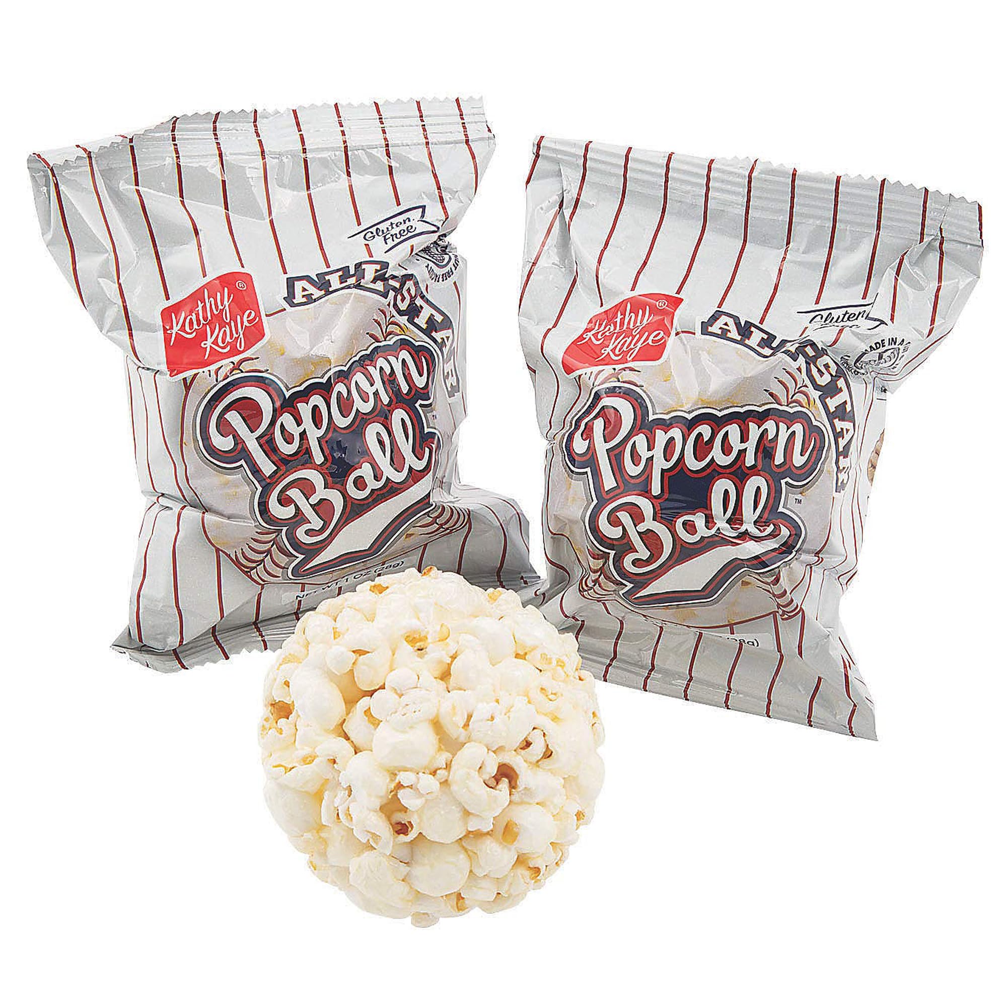 Fun Express Popcorn Balls Individually Wrapped Holiday Snacks - Christmas Popcorn Bulk Pack of 18 | Sweet & Salty Gluten Free Treats for Movie Night