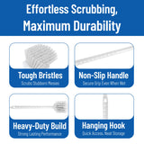 SPARTA 40501EC02 Plastic Large Scrub Brush, Kitchen Brush, Utility Brush With Long Handle For Cleaning, 20 Inches, White
