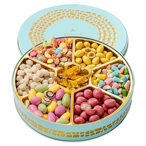 Candy Gift Basket, Snack Variety Box | Spring Candy, Almonds, Chocolate, Gummies, Gourmet Food | Care Package, Treat Assortment for Adults, Families