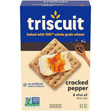 Triscuit Cracked Pepper & Olive Oil Whole Grain Wheat Crackers, Lunch Snacks, Snack Crackers, 8.5 oz