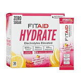 LIFEAID FITAID Hydrate Clean Electrolyte Mix, Zero Sugar, Balanced Electrolyte Ratios: 600mg Sodium, 500mg Potassium, 125mg Magnesium, Pink Lemonade
