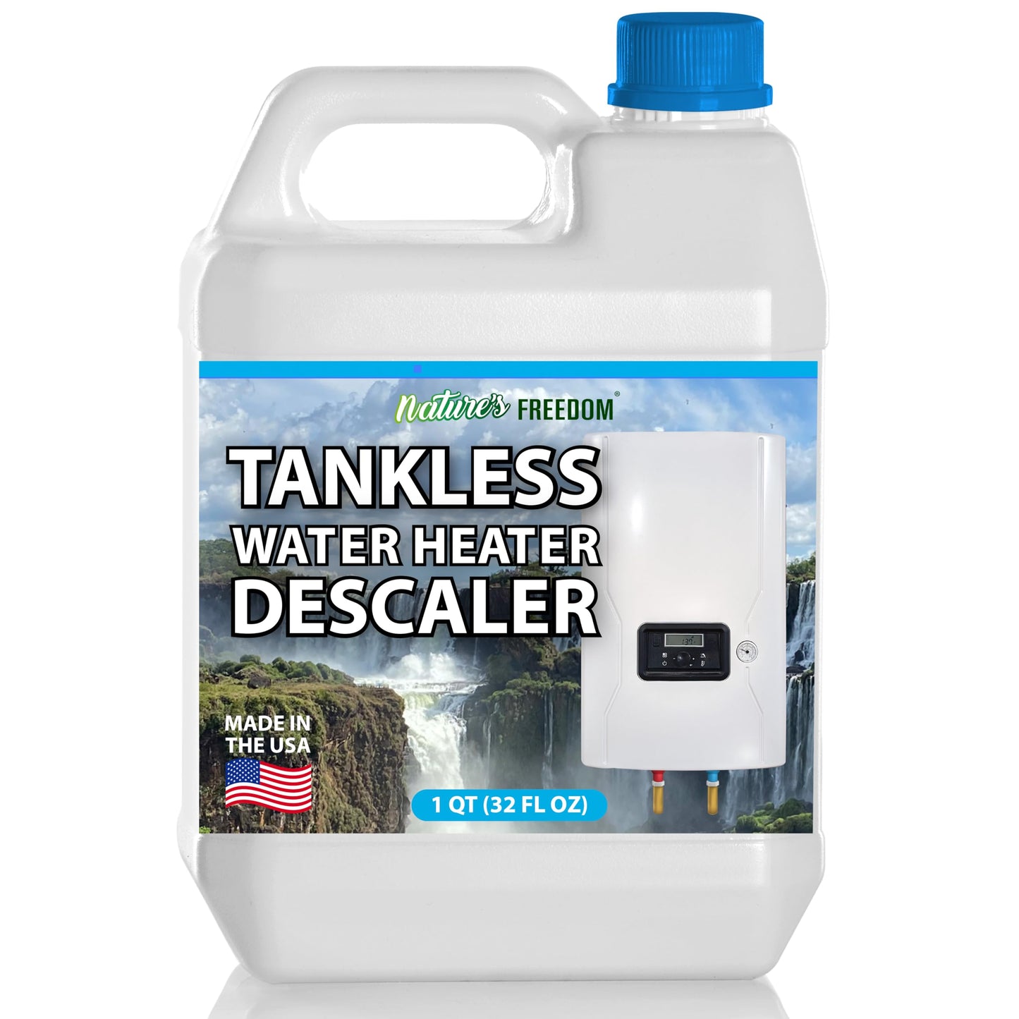 Nature's Freedom Tankless Water Heater Flush Descaler, Quart (32 oz) - Professional Non-Toxic Descaling Solution, Biodegradable, Made in the USA