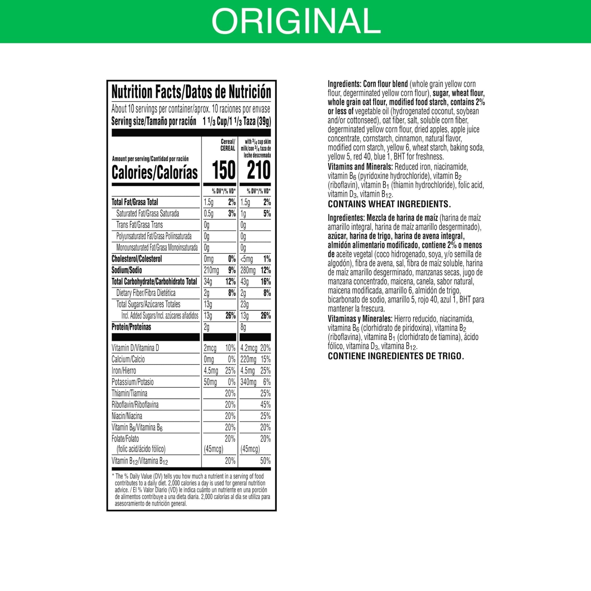Apple Jacks Cold Breakfast Cereal, 8 Vitamins and Minerals, Kids Snacks, Large Size, Original, 13.2oz Box (1 Box)
