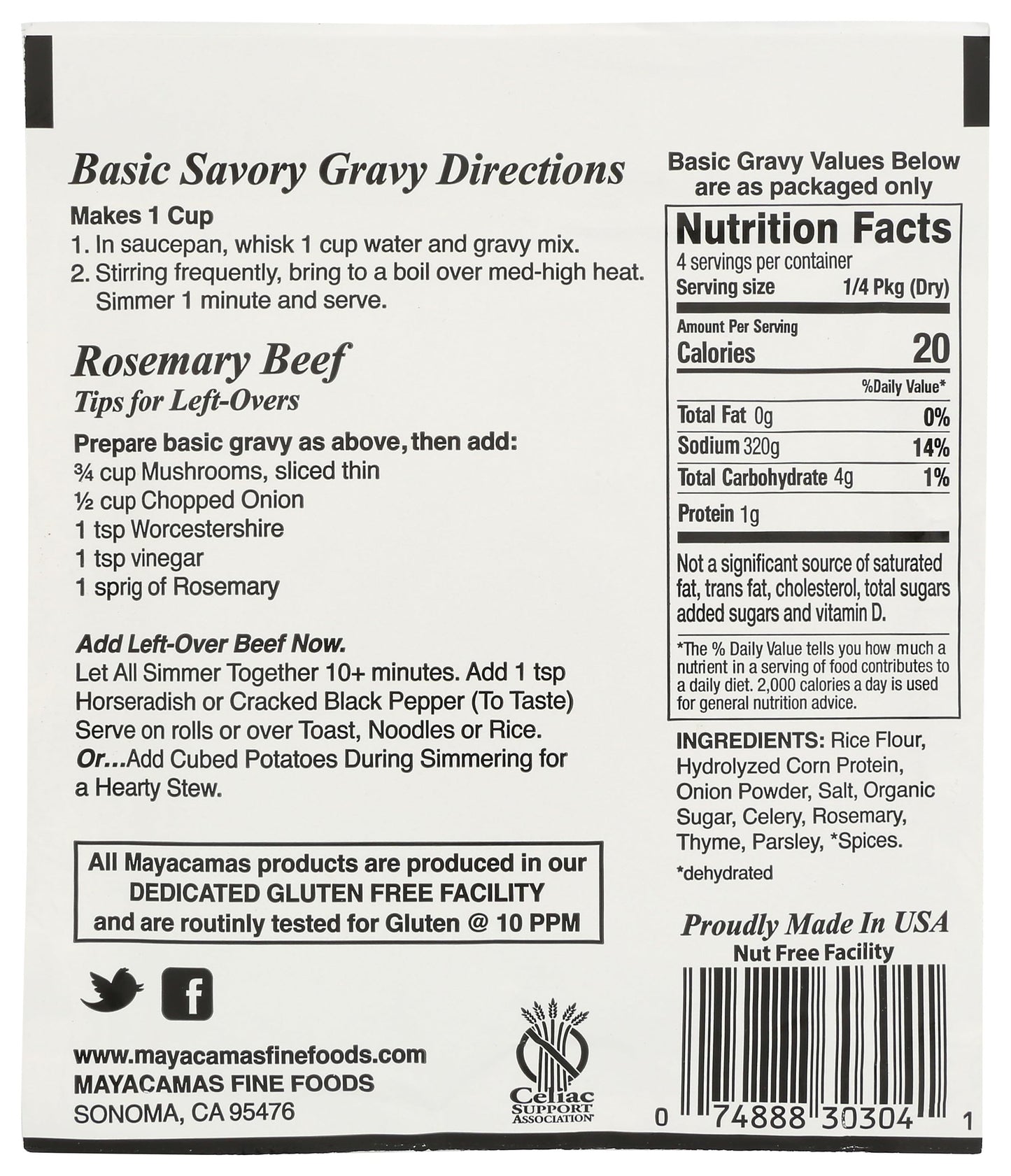 Mayacamas Fine Foods Savory Herb Gravy, 0.85 OZ