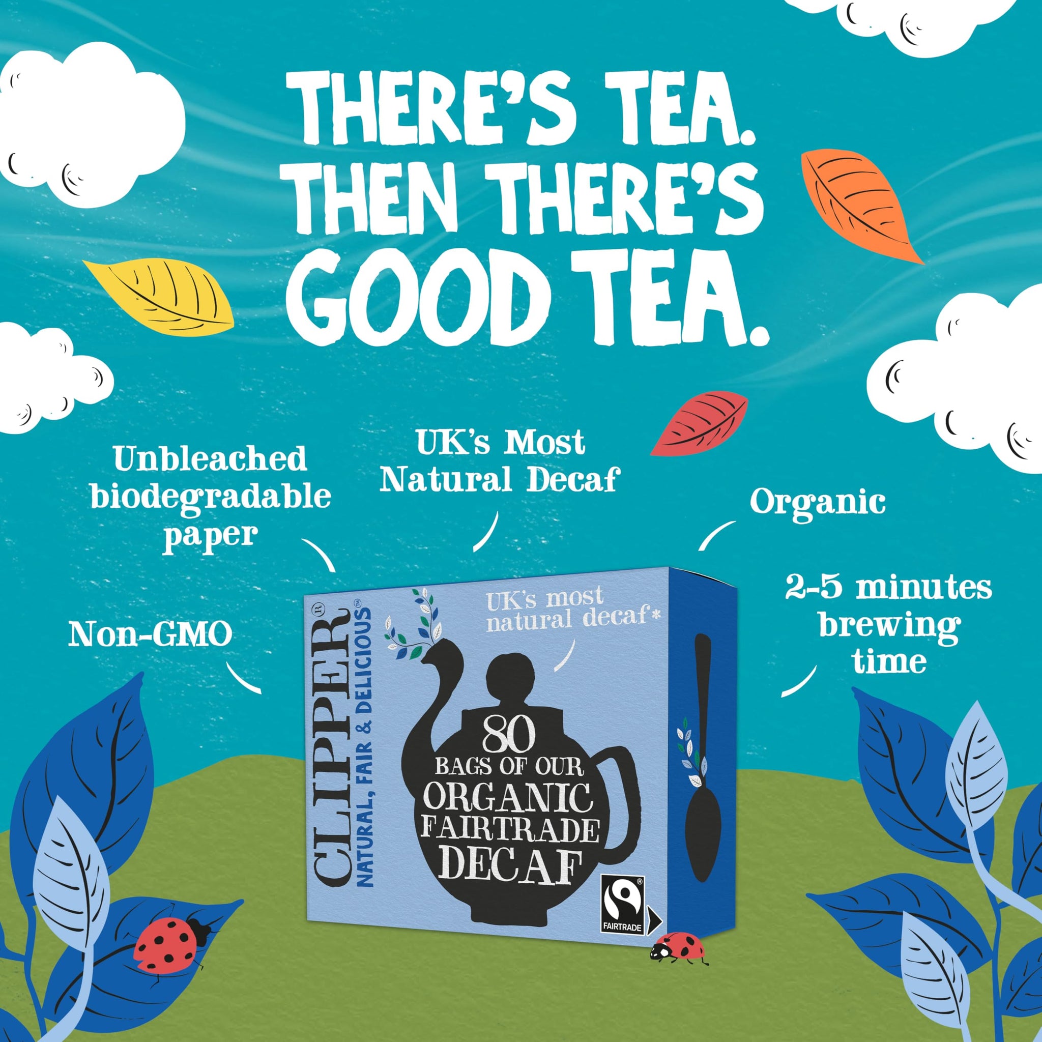 Clipper Tea, Black Tea Assam Blend, Fairtrade, Organic, Plant-Based, Decaf British Tea, 1 Pack, 80 Unbleached Tea Bags