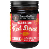 Sauce Goddess - Sweet Red Devil Habanero BBQ Sauce - Fiery & Flavorful for Chicken Wings, Burgers & More, Vegan, Low Sodium, No Additives - 14.6oz