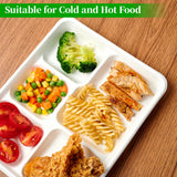 ECOLipak 100% Compostable 5 Compartment Plates, 125 Pack Disposable Paper Plates, Heavy-Duty Biodegradable Sugarcane Plates, Eco-Friendly School Lunch