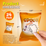 4E's Novelty 24 Pack Halloween Mini Marshmallows - Spook Poof - Indvidually Wrapped Vanilla Flavor - Halloweens Candy for Kids in Bulk, Snacks